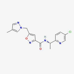 molecular formula C16H16ClN5O2 B7678713 N-[(1S)-1-(5-chloropyridin-2-yl)ethyl]-5-[(4-methylpyrazol-1-yl)methyl]-1,2-oxazole-3-carboxamide 