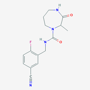 molecular formula C15H17FN4O2 B7678824 N-[(5-cyano-2-fluorophenyl)methyl]-2-methyl-3-oxo-1,4-diazepane-1-carboxamide 