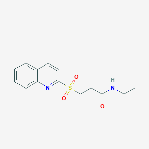 molecular formula C15H18N2O3S B7678918 N-ethyl-3-(4-methylquinolin-2-yl)sulfonylpropanamide 