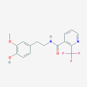 molecular formula C16H15F3N2O3 B7678948 N-[2-(4-hydroxy-3-methoxyphenyl)ethyl]-2-(trifluoromethyl)pyridine-3-carboxamide 