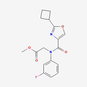 molecular formula C17H17FN2O4 B7679091 methyl 2-(N-(2-cyclobutyl-1,3-oxazole-4-carbonyl)-3-fluoroanilino)acetate 