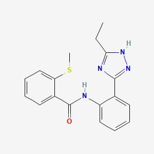 molecular formula C18H18N4OS B7679132 N-[2-(5-ethyl-1H-1,2,4-triazol-3-yl)phenyl]-2-methylsulfanylbenzamide 