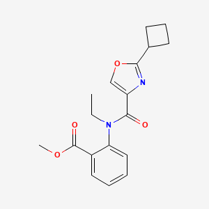 molecular formula C18H20N2O4 B7679159 Methyl 2-[(2-cyclobutyl-1,3-oxazole-4-carbonyl)-ethylamino]benzoate 