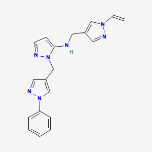 molecular formula C19H19N7 B7679171 N-[(1-ethenylpyrazol-4-yl)methyl]-2-[(1-phenylpyrazol-4-yl)methyl]pyrazol-3-amine 