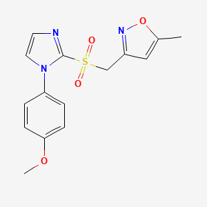molecular formula C15H15N3O4S B7679346 3-[[1-(4-Methoxyphenyl)imidazol-2-yl]sulfonylmethyl]-5-methyl-1,2-oxazole 