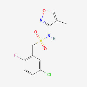 molecular formula C11H10ClFN2O3S B7679383 1-(5-chloro-2-fluorophenyl)-N-(4-methyl-1,2-oxazol-3-yl)methanesulfonamide 