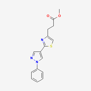 molecular formula C16H15N3O2S B7679398 Methyl 3-[2-(1-phenylpyrazol-4-yl)-1,3-thiazol-4-yl]propanoate 