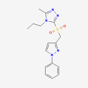 molecular formula C16H19N5O2S B7679405 3-Methyl-5-[(1-phenylpyrazol-3-yl)methylsulfonyl]-4-propyl-1,2,4-triazole 