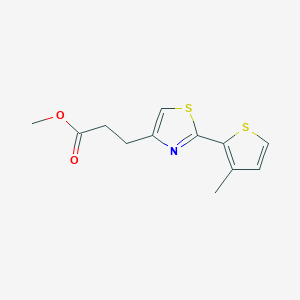 molecular formula C12H13NO2S2 B7679411 Methyl 3-[2-(3-methylthiophen-2-yl)-1,3-thiazol-4-yl]propanoate 