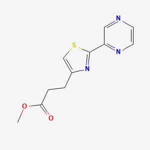 molecular formula C11H11N3O2S B7679422 Methyl 3-(2-pyrazin-2-yl-1,3-thiazol-4-yl)propanoate 
