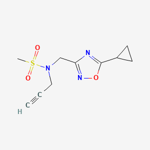 molecular formula C10H13N3O3S B7679453 N-[(5-cyclopropyl-1,2,4-oxadiazol-3-yl)methyl]-N-prop-2-ynylmethanesulfonamide 