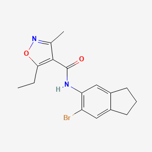 molecular formula C16H17BrN2O2 B7679490 N-(6-bromo-2,3-dihydro-1H-inden-5-yl)-5-ethyl-3-methyl-1,2-oxazole-4-carboxamide 