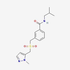 molecular formula C17H23N3O3S B7679491 N-(2-methylpropyl)-3-[(2-methylpyrazol-3-yl)methylsulfonylmethyl]benzamide 