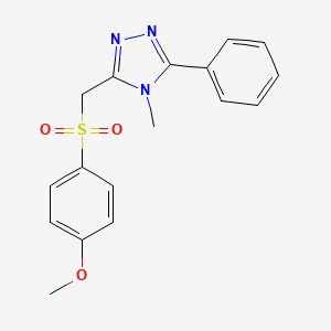 molecular formula C17H17N3O3S B7679559 3-[(4-Methoxyphenyl)sulfonylmethyl]-4-methyl-5-phenyl-1,2,4-triazole 