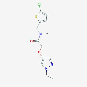 molecular formula C13H16ClN3O2S B7679564 N-[(5-chlorothiophen-2-yl)methyl]-2-(1-ethylpyrazol-4-yl)oxy-N-methylacetamide 