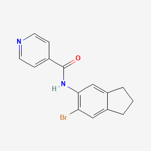 molecular formula C15H13BrN2O B7679567 N-(6-bromo-2,3-dihydro-1H-inden-5-yl)pyridine-4-carboxamide 