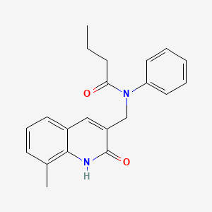 molecular formula C21H22N2O2 B7683801 N-((2-hydroxy-8-methylquinolin-3-yl)methyl)-N-phenylbutyramide 