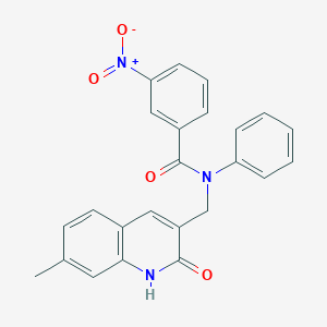 molecular formula C24H19N3O4 B7683812 N-((2-hydroxy-7-methylquinolin-3-yl)methyl)-3-nitro-N-phenylbenzamide 