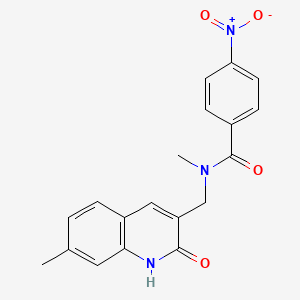 molecular formula C19H17N3O4 B7683815 N-((2-hydroxy-7-methylquinolin-3-yl)methyl)-N-methyl-4-nitrobenzamide 