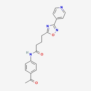 molecular formula C19H18N4O3 B7683826 N-(4-acetylphenyl)-4-(3-(pyridin-4-yl)-1,2,4-oxadiazol-5-yl)butanamide 
