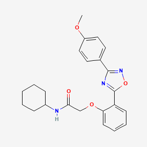 molecular formula C23H25N3O4 B7683858 N-cyclohexyl-2-{2-[3-(4-methoxyphenyl)-1,2,4-oxadiazol-5-yl]phenoxy}acetamide 