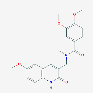 molecular formula C21H22N2O5 B7683909 N-((2-hydroxy-6-methoxyquinolin-3-yl)methyl)-3,4-dimethoxy-N-methylbenzamide 