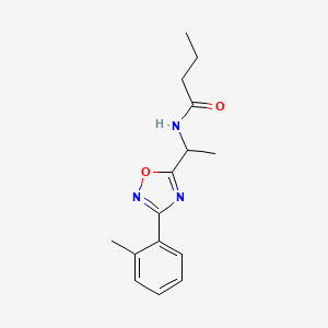 molecular formula C15H19N3O2 B7683922 N-[1-[3-(2-methylphenyl)-1,2,4-oxadiazol-5-yl]ethyl]butanamide 