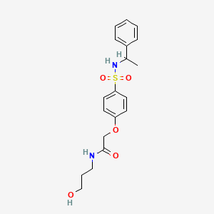 molecular formula C19H24N2O5S B7683959 N-(3-hydroxypropyl)-2-[4-(1-phenylethylsulfamoyl)phenoxy]acetamide 
