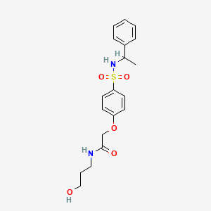 molecular formula C19H24N2O5S B7683959 N-(3-hydroxypropyl)-2-(4-(N-(1-phenylethyl)sulfamoyl)phenoxy)acetamide 