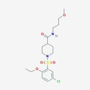 molecular formula C18H27ClN2O5S B7683981 1-(5-chloro-2-ethoxybenzenesulfonyl)-N-cyclopropylpiperidine-4-carboxamide 