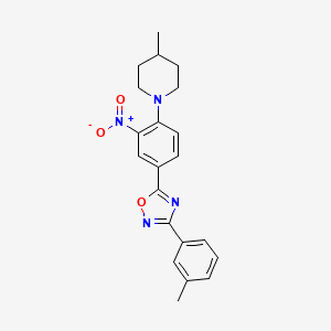 molecular formula C21H22N4O3 B7684014 5-(4-(4-methylpiperidin-1-yl)-3-nitrophenyl)-3-(m-tolyl)-1,2,4-oxadiazole 