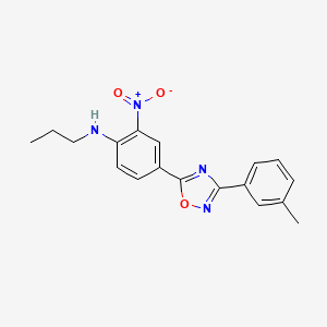 molecular formula C18H18N4O3 B7684030 2-nitro-N-propyl-4-(3-(m-tolyl)-1,2,4-oxadiazol-5-yl)aniline 