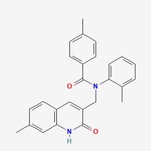 molecular formula C26H24N2O2 B7684057 N-((2-hydroxy-7-methylquinolin-3-yl)methyl)-4-methyl-N-(o-tolyl)benzamide 
