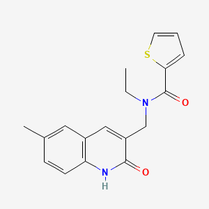 molecular formula C18H18N2O2S B7684068 N-ethyl-N-((2-hydroxy-6-methylquinolin-3-yl)methyl)thiophene-2-carboxamide 