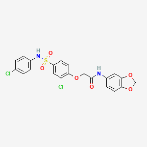 molecular formula C21H16Cl2N2O6S B7684079 N-(1,3-benzodioxol-5-yl)-2-{2-chloro-4-[(4-chlorophenyl)sulfamoyl]phenoxy}acetamide 
