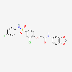 molecular formula C21H16Cl2N2O6S B7684079 2-{2-chloro-4-[(2-methoxyethyl)sulfamoyl]phenoxy}-N-[(pyridin-3-yl)methyl]acetamide 