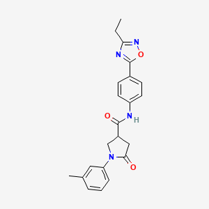 molecular formula C22H22N4O3 B7684134 N-[4-(3-ethyl-1,2,4-oxadiazol-5-yl)phenyl]-1-(3-methylphenyl)-5-oxopyrrolidine-3-carboxamide 