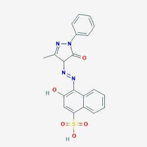 molecular formula C20H16N4O5S B076843 1-Naphthalenesulfonic acid, 4-((4,5-dihydro-3-methyl-5-oxo-1-phenyl-1H-pyrazol-4-yl)azo)-3-hydroxy- CAS No. 14954-75-7