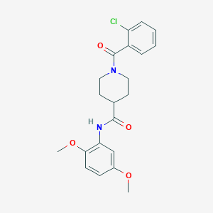 molecular formula C21H23ClN2O4 B7684320 1-(2-chlorobenzoyl)-N-(2,5-dimethoxyphenyl)piperidine-4-carboxamide 