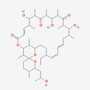 molecular formula C45H74O10 B076844 (1S,4E,5'R,6R,6'R,7S,8R,10S,11R,12R,14R,15R,16S,18E,20E,22S,25R,27S,28R,29S)-22-Ethyl-7,11,15-trihydroxy-6'-[(2S)-2-hydroxypropyl]-5',6,8,10,12,14,16,28,29-nonamethylspiro[2,26-dioxabicyclo[23.3.1]nonacosa-4,18,20-triene-27,2'-oxane]-3,9,13-trione CAS No. 11052-72-5