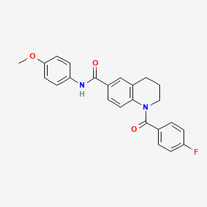 molecular formula C24H21FN2O3 B7684466 1-(4-fluorobenzoyl)-N-(4-methoxyphenyl)-1,2,3,4-tetrahydroquinoline-6-carboxamide 
