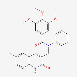 molecular formula C27H26N2O5 B7684883 N-((2-hydroxy-6-methylquinolin-3-yl)methyl)-3,4,5-trimethoxy-N-phenylbenzamide 