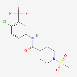 molecular formula C14H16ClF3N2O3S B7685016 N-(4-chloro-3-(trifluoromethyl)phenyl)-1-(methylsulfonyl)piperidine-4-carboxamide 
