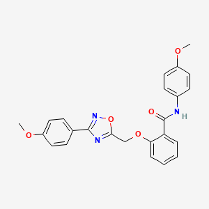 molecular formula C24H21N3O5 B7685048 N-(4-methoxyphenyl)-2-{[3-(4-methoxyphenyl)-1,2,4-oxadiazol-5-yl]methoxy}benzamide 