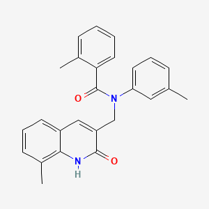 molecular formula C26H24N2O2 B7685126 N-((2-hydroxy-8-methylquinolin-3-yl)methyl)-2-methyl-N-(m-tolyl)benzamide 