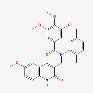 molecular formula C29H30N2O6 B7685302 N-(2,5-dimethylphenyl)-N-((2-hydroxy-6-methoxyquinolin-3-yl)methyl)-3,4,5-trimethoxybenzamide 