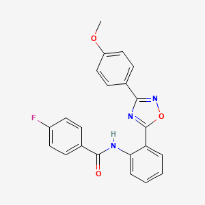 molecular formula C22H16FN3O3 B7685350 4-fluoro-N-[2-[3-(4-methoxyphenyl)-1,2,4-oxadiazol-5-yl]phenyl]benzamide 