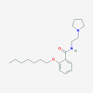 molecular formula C20H32N2O2 B076854 Benzamide, 2-heptyloxy-N-(2-(pyrrolidinyl)ethyl)- CAS No. 10261-48-0