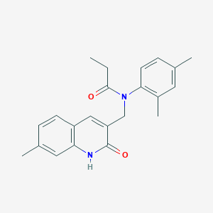 molecular formula C22H24N2O2 B7685440 N-(2,4-dimethylphenyl)-N-((2-hydroxy-7-methylquinolin-3-yl)methyl)propionamide 