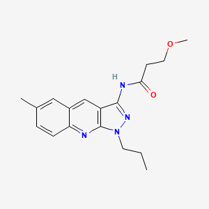molecular formula C18H22N4O2 B7685447 3-methoxy-N-(6-methyl-1-propyl-1H-pyrazolo[3,4-b]quinolin-3-yl)propanamide 